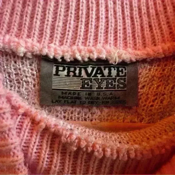 Vintage 80s pastel pink with silver lurex floral pullover sweater - Picture 7 of 8